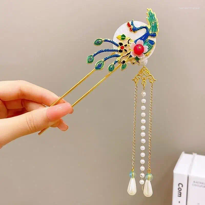 Hair Clips Girls' Accessories Ancient Style Hanfu Flower Pendants Hairpins On The Back Of Their Heads Horse-faced Skirts