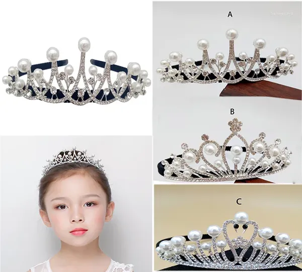 Pinzas para el cabello, coronas y Tiara con purpurina para niñas, diadema de cristal con perlas, decoración para fiesta de cumpleaños y graduación, desfile de flores para boda