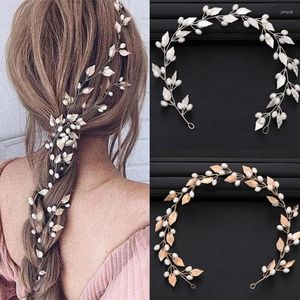 Haarspeldjes Goudkleurig Blad Hoofdband Haarband Parel Tiara Voor Vrouwen Bruid Bruiloft Accessoires Sieraden Band Cadeau