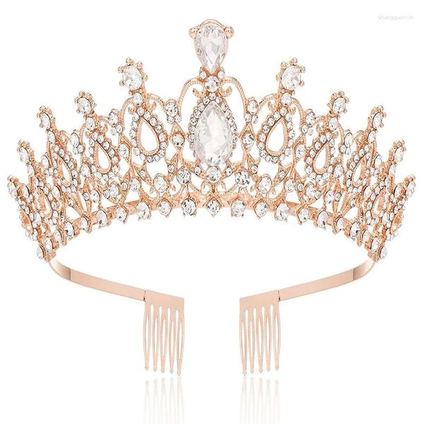 Pinzas para el cabello de colores dorados, Tiaras pequeñas con peines, corona para novia, fiesta de cumpleaños, accesorios de joyería para boda nupcial