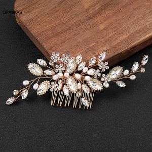 Haarspeldjes Gouden Kam Bruid Tiara Hoofdtooi Parel Kristal Haarspeld Fahion Insert Kroon Bruiloft Accessoires Trendy Sieraden