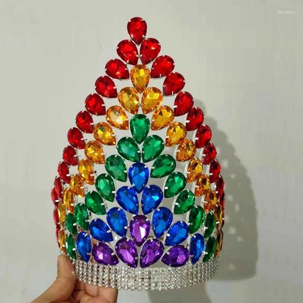 Pinces à cheveux magnifiques diadèmes et couronnes de concours de beauté en cristal grande couronne de reine pour les femmes