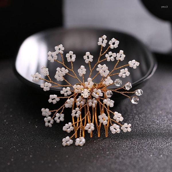 Pinces à cheveux magnifique à la main fleur feuille strass perles mariage peigne mariée casque cristal accessoires demoiselles d'honneur TEN