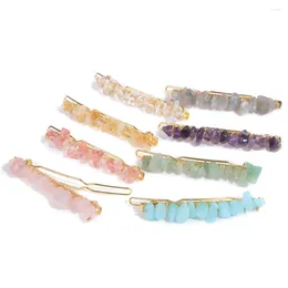 Haarclips Gravel Quartzs Chip Bead Haarspelden voor vrouwen Girls Accessoires Crystal Amethysts Citrine Natural Stone Barrettes