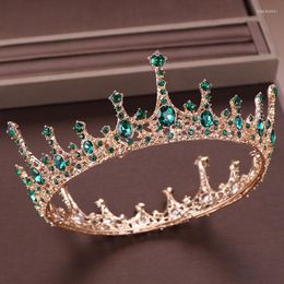 Haarclips Green Crystal Rhinestone Bridal Tiara en Crown Jewelry Full Circle Noiva Bruid Diadeem kopstuk bruiloft accessoires VL