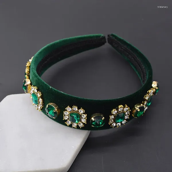 Pinzas para el cabello para mujer, Tiaras verdes, corona barroca, diadema de cristal de lujo, diadema roja con diamantes de imitación, accesorios, joyería de boda