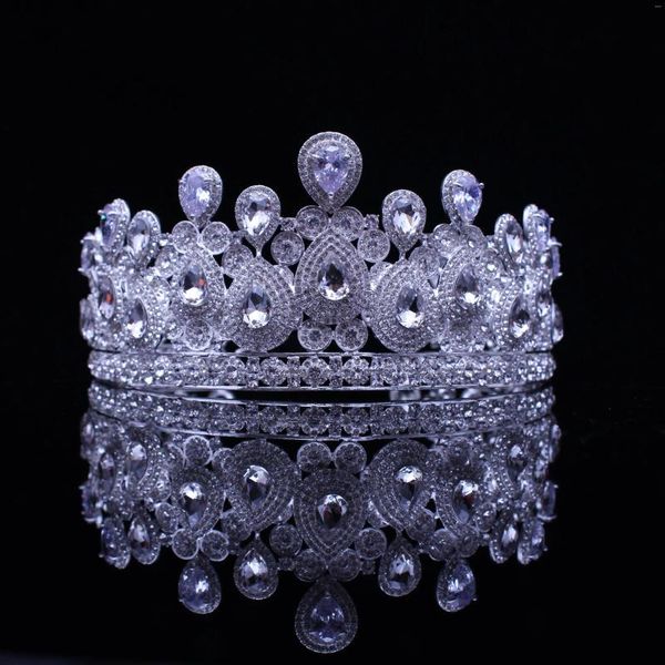 Pinces à cheveux Hadiyana, couronne de mariage scintillante, couvre-chef et cristal de Zircon galvanisé, élégantes pour femmes