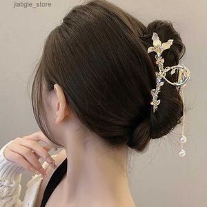 Haarspeldjes Haimeikang Keten Kwastje Haarspeld Krab Klauwen Meisjes Mode Strass luxe Haarspeldjes Styling Tools Paardenstaart Houder Accessoires Y240329