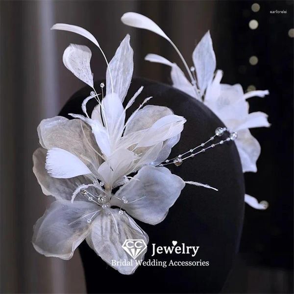 Pinzas para el pelo, diademas para mujer, accesorios de boda, tocado nupcial, tocado de compromiso con forma de pluma, tocado romántico, regalo AN398