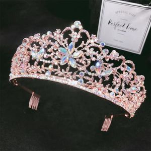 Pinzas para el cabello medio círculo corona nupcial hueco oro rosa diamante princesa peine vestido de novia accesorios sombreros