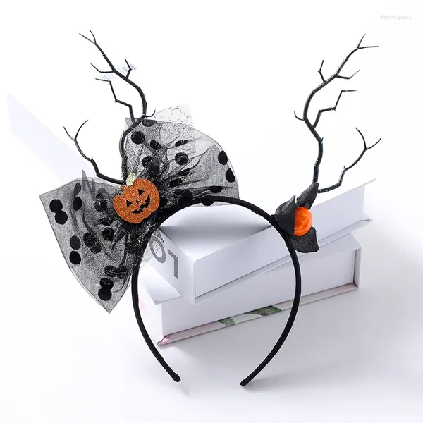 Clips para el cabello Banda de Halloween Cuerno de ciervo Cos Cabeza de calabaza de mariposa divertida