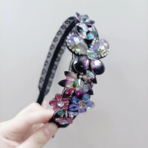 Pinces à cheveux Han édition du cerceau de fleur de papillon de curcuma en cristal, perceuse de haute qualité, large bande légère de luxe