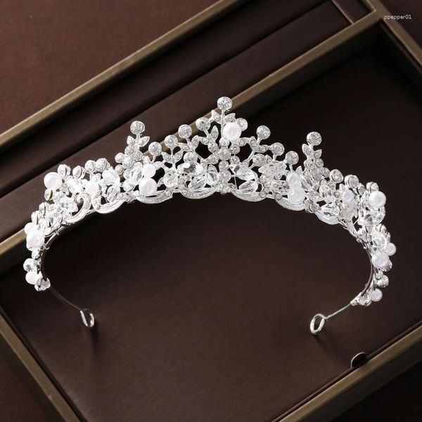 Clips de cabello perlas perlas dulce noble corona para mujeres para niños accesorios para niñas tiaras y coronas novias tocado de novia niñas