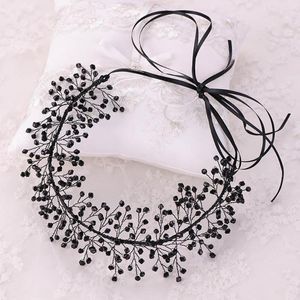 Pinces à cheveux fait main cristal bandeau rouge noir perles bandeau mariée diadèmes casque tête bijoux accessoires de mariage ML