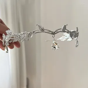 Pinzas para el cabello hechas a mano, diademas de cristal para mujer, corona, fiesta nupcial, accesorios de elfo, Tiara de boda, aro de joyería