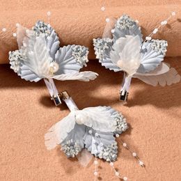 Haar Clips Handgemaakte Bloem Bruids Clip Set Tiara Vrouwen Barette Sieraden Voor Bruiloft Prom Headware Accessoires De Pelo