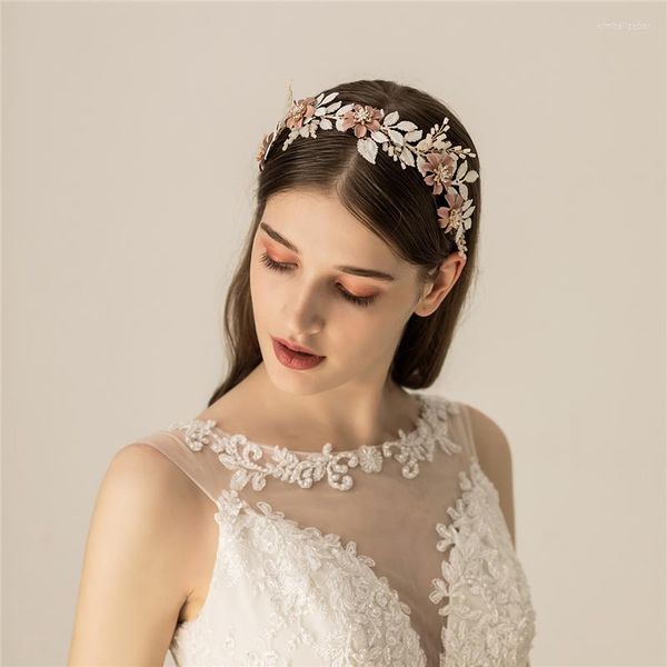 Pinzas para el cabello Flor hecha a mano Corona nupcial Corona Hoja blanca Boda Diadema Tiara Moda Mujer Fiesta de graduación Oranment