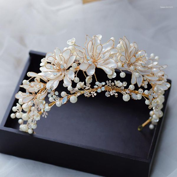 Pinzas para el cabello hechas a mano, perlas de flores, Tiaras de hojas para novias, diademas y coronas, diademas nupciales, accesorios de boda, ropa para la cabeza para graduación