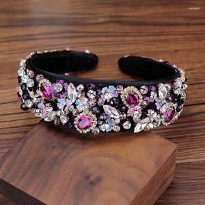 Clips à cheveux Full Full Black Fuchsia Perles de cristal Bande Bridal Bands Sequins Diamante Boho Boho Accessories For Women Wedding