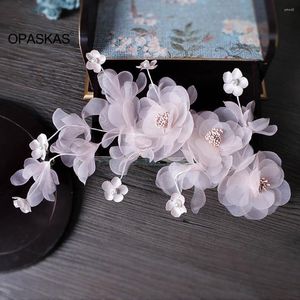 Haarspeldjes Handgemaakte Haarbanden Bruiloft Accessoires Voor Vrouwen Tissue Witte Bloem Parel Hoofdbanden Tiara Bruidsbal Hoofddeksel Sieraden