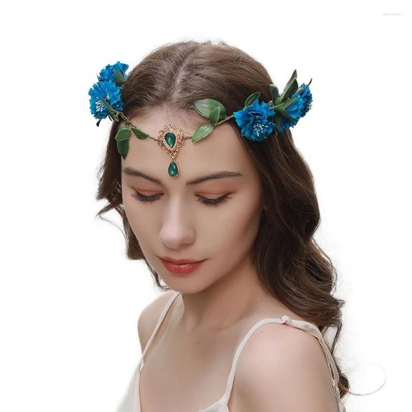 Pinces à cheveux faites à la main, couronne de fleurs d'oranger, bandeau floral féerique, diadème Boho pour filles, princesse de mariage, Halloween, Cosplay