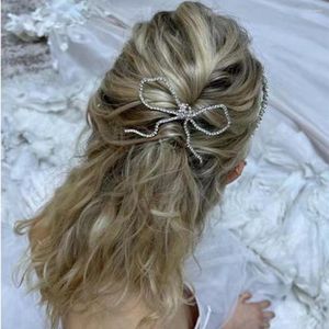 Pinces à cheveux à la main strass grand arc-noeud peigne bijoux de mariage pour les femmes cristal mariée géométrique épingles à cheveux chapeaux cadeau