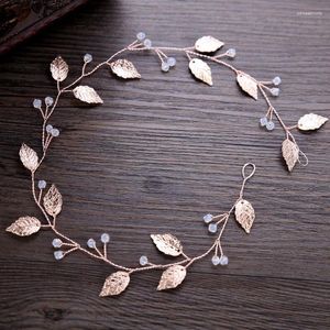 Pinces à cheveux faites à la main, couleur or Rose, feuille de cristal, bandeau de mariée, accessoires pour femmes, diadèmes de mariage, couronnes, bijoux de tête