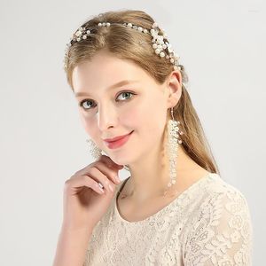 Pinces à cheveux bijoux de mariage faits à la main goutte d'eau perle bandeau boucles d'oreilles diadème pour les femmes coiffure de mariée accessoires de bal de fête