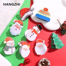 Pinces à cheveux HangZhi pince à arbre de noël pour femmes filles enfants mignon chapeau bonhomme de neige griffe fête épingle à cheveux bijoux accessoires 2024