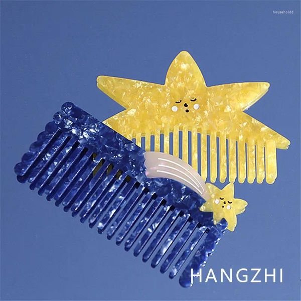 Pinces à cheveux HANGZHI jaune dessin animé étoiles peignes mignon bleu météore acétate chapeaux bijoux pour femmes filles cadeaux d'anniversaire accessoires