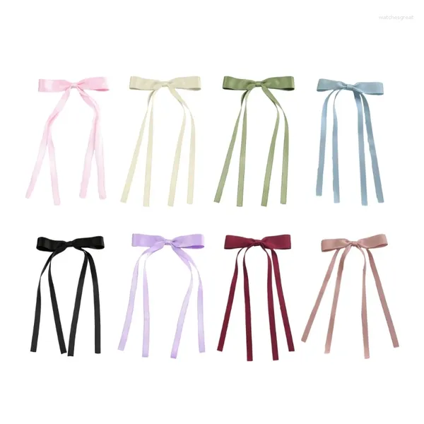 Pinzas para el cabello Harajuku Bowknot dulce horquilla para mujer pasadores de cinta larga sombreros de Color sólido accesorios para niñas regalo