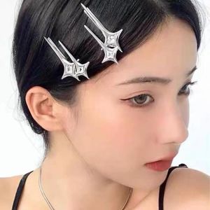 Pinces À Cheveux Harajuku Punk Alliage Étoile Argent Plaqué Pince À Cheveux Pour Femmes Spice Girl Doux Cool Vent Froid Hairwear Mode Bijoux Créatifs