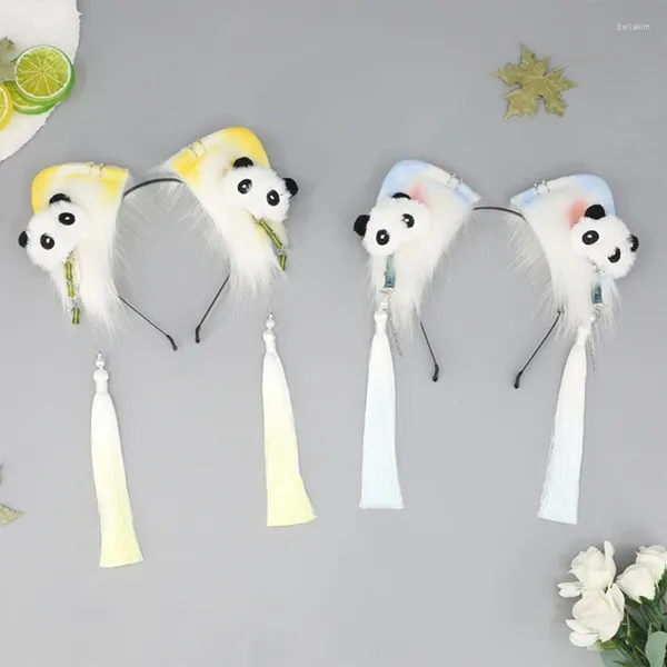 Pinzas para el pelo diadema Animal Cosplay oreja Panda diademas para niña borla Tiaras