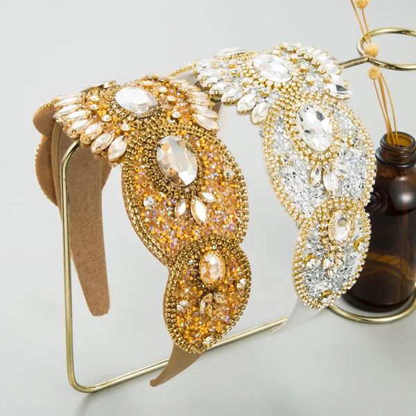 Pinzas para el pelo, diadema francesa Vintage, ligera, de lujo, trabajo pesado, diamantes de imitación de alta gama, accesorios de bola con diadema ancha