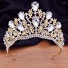 Clips de cheveux Pageant Crown Crown Tiara for Women Bride Wedding Accessories Peacock Blue Crystal Rhinestone Diadem Prom Prom Princess