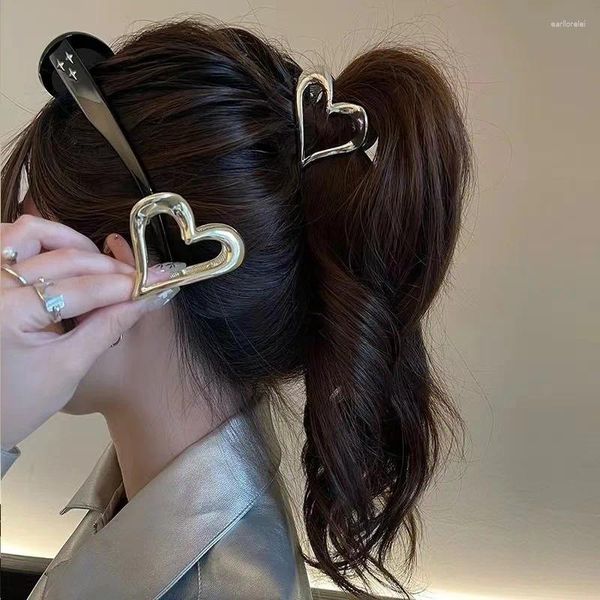 Horquillas para el pelo de Metal en forma de corazón para mujer, horquillas elegantes francesas, accesorios para el pelo para niña, cangrejo, moda coreana