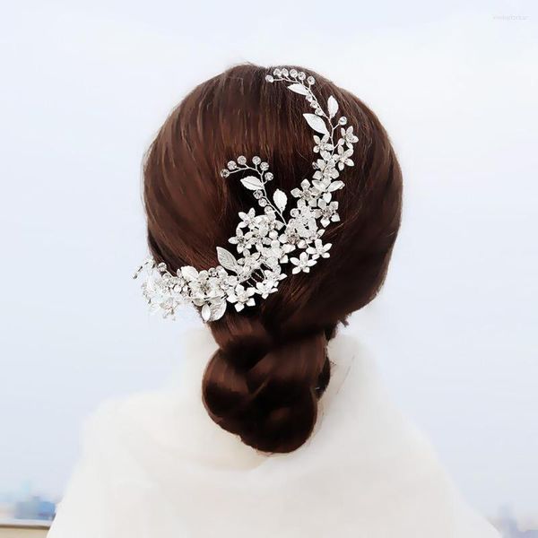 Pinces à cheveux haut de gamme mariée bijoux de mariage coiffure élégante cuivre fleur peigne à main ancien Costume Hanfu