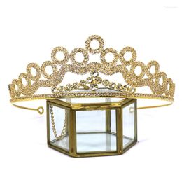 Haarclips Hoogwaardige prinses Shiny Crystal Crown Tiara Bridal Wedding Carnival Party Zirkon Holiday Exquisite Accessoire Gifts