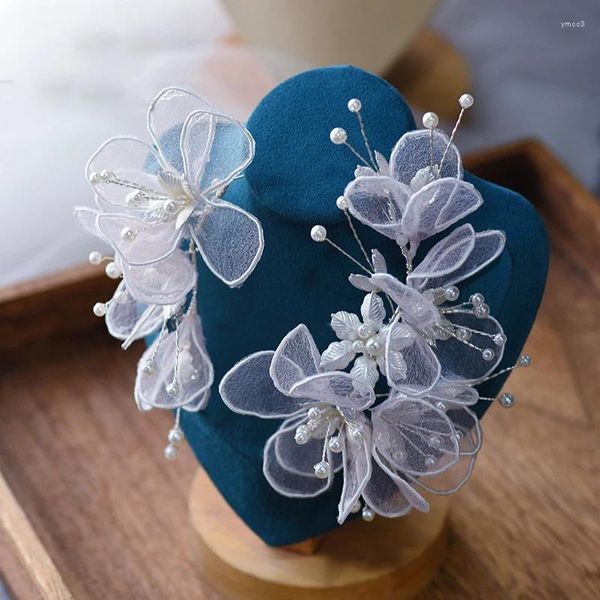 Pinzas para el cabello de alta calidad, pasadores de flores blancas de Yarm, diademas, diademas, accesorios de boda, tocado de noche