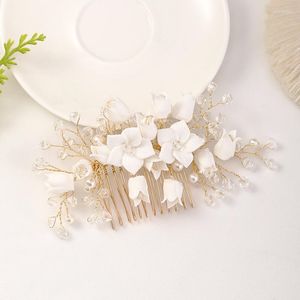 Pinces à cheveux haut de gamme strass fleur décorations en peigne à cheveux tricot à la main élégante robe de mariée mariée diadème accessoires BN