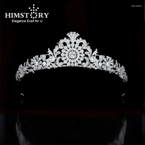 Coiffes HimStory Dricate Sunflower Cubic Zirconia Crown Girls Birthday Cheppied Bridal Tiaras Robe de mariée Accessoires