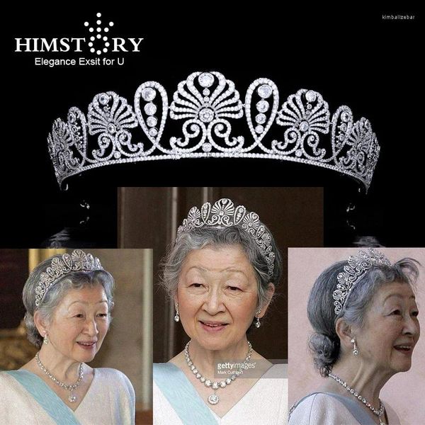 Coiffes HimStory High Quality Japanese Royal Cubic Zirconia Floral Tiara Crown Wedding Birthday Part Prom Sparkling CZ Accessoires