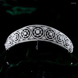 Pinces à cheveux HIMSTORY luxe européen mariées cubiques diadème diadèmes Zircon cristal couronnes de mariage accessoires de soirée de haute qualité
