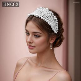 Clips de cabello HNCCX Pearl Tocado Pearl Hoop for Girls Accesorios de boda Pearls Diadema de perlas con cuentas blancas CP656
