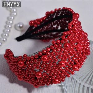 Clips de cheveux Hnnyx Bandeau rempli de perle complet pour les femmes Round perlé rétro luxe bridale bridale