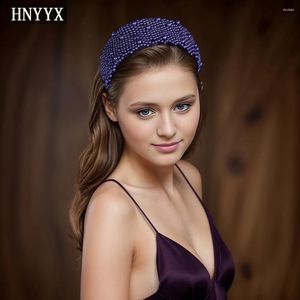 Clips de cabello Hnnyx Retro Pearl Diadema espumosa Piece de cabeza de borde para mujeres Accesorio de fiesta de moda de alto grado coreano A153-Purple