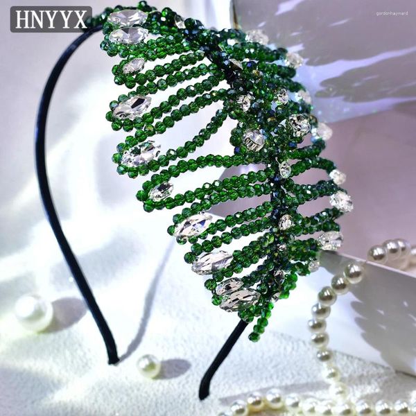 Clips de cheveux Hnyyx Green Crystal Narrest Hoop Robe de mariée Bijoux Spring Headress Classic Retro Accessoires Tiara147