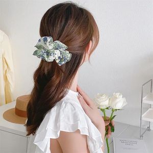 Clips para el cabello INS Premium tocado extra grande Floral dulce Scrunchie tinta flor encuadernación lazo elástico venta al por mayor gota