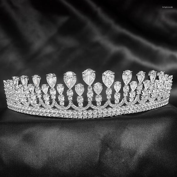 Pinzas para el cabello, Tiara de corona de Zirconia cúbica de Ángel de Jade para adultos, coronas nupciales de Color plateado de lujo, accesorios de joyería de boda para mujer