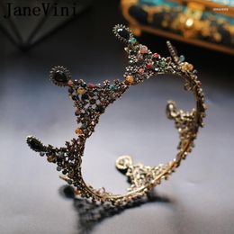 Pinces à cheveux JaneVini Vintage cristaux noirs femmes couronnes arabe baroque bandeau de mariée casque perles colorées mariée passerelle coiffure 2023